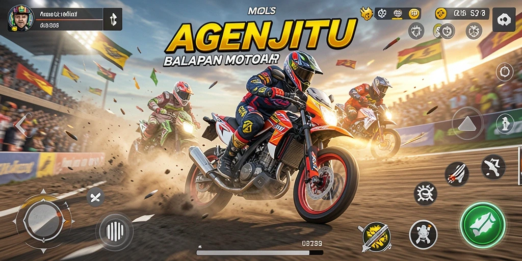 Gameplay seru AGENJITU dengan aksi balapan motor yang memukau.