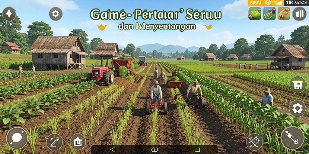Tampilan gameplay AIR168 yang menampilkan suasana pertanian yang hidup.