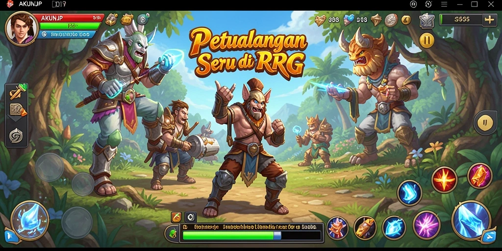 Tangkapan layar utama menunjukkan pertempuran epik dalam RPG.