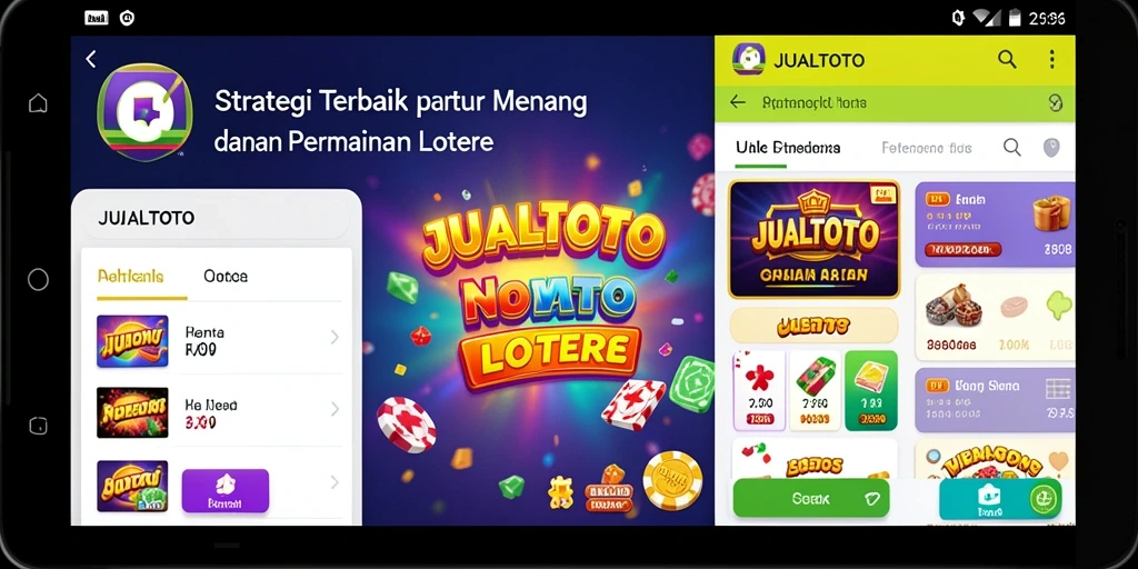 Screenshot JUALTOTO menunjukkan gameplay saat memilih angka di lotere.