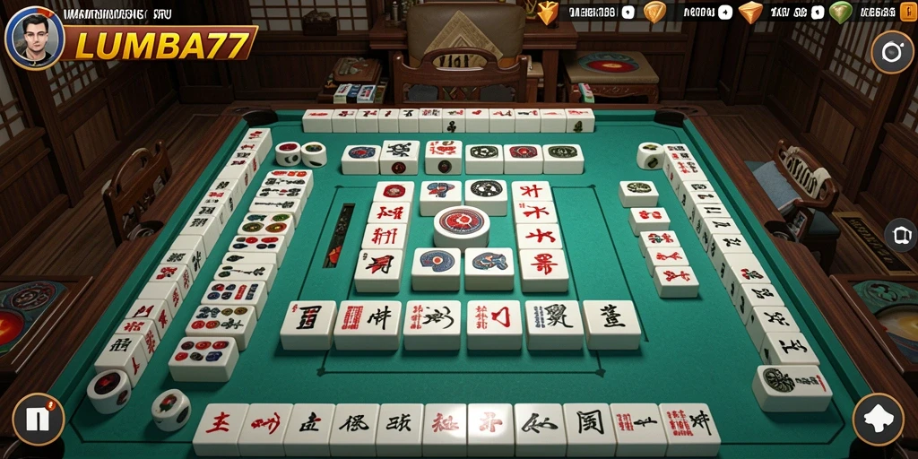 Tampilan permainan LUMBA77 yang mendebarkan dengan grafis Mahjong.