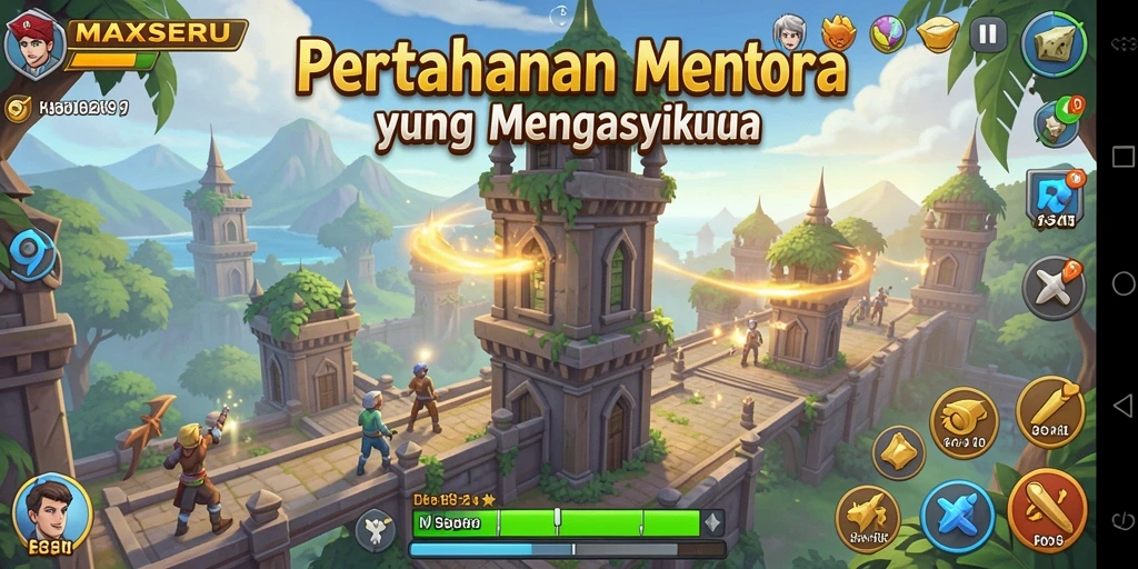 Gameplay menara pertahanan yang menarik dan penuh tantangan.