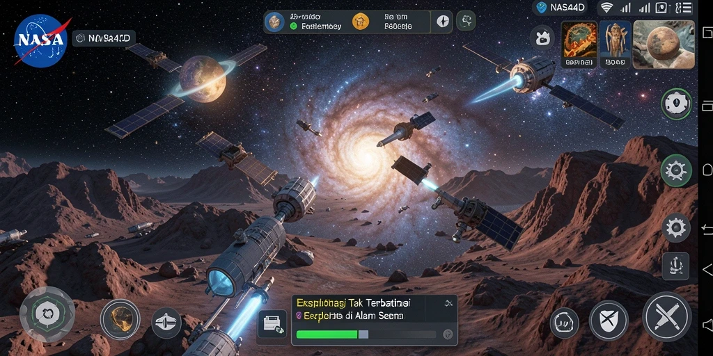 Tampilan menarik dari gameplay NASA4D di luar angkasa yang luas.