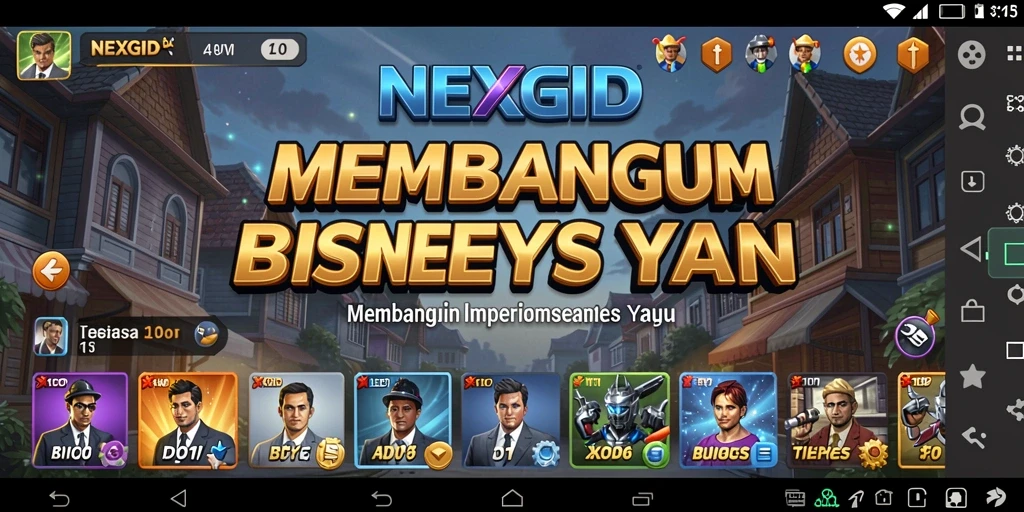 Screenshot NEXGID menampilkan keseruan membangun kerajaan bisnis.