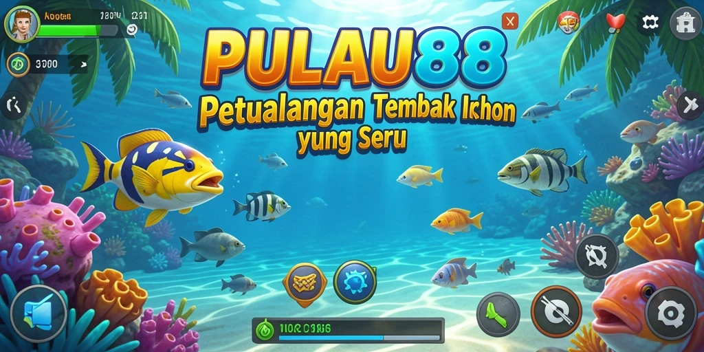 Tampilan gameplay seru dalam PULAU88 saat menembak ikan.