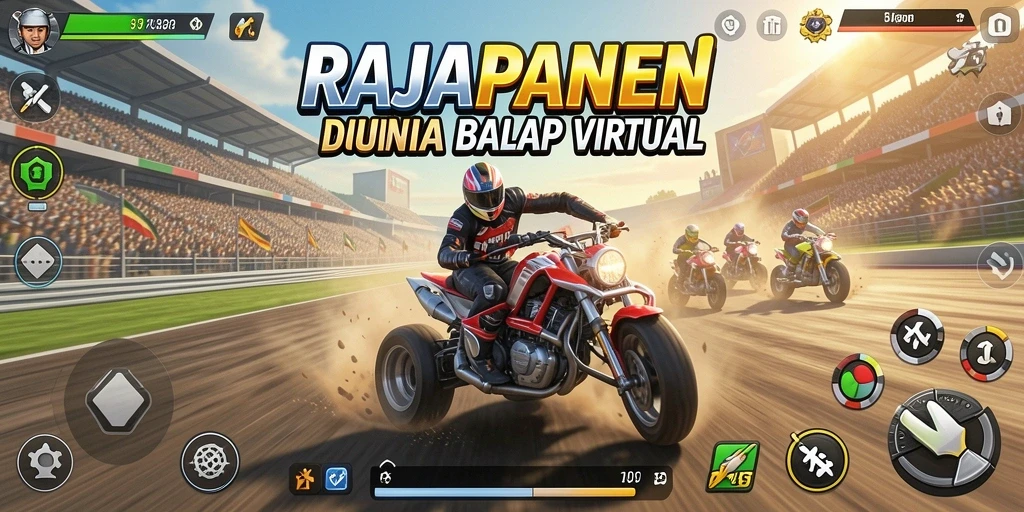 Screenshot menampilkan aksi balapan seru dalam RAJAPANEN.