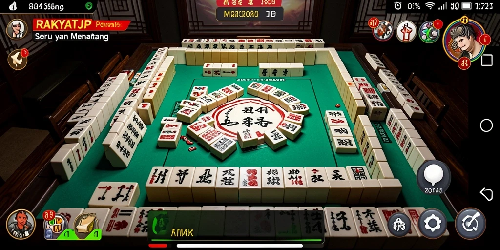 Screenshot utama RAKYATJP menampilkan gameplay Mahjong yang seru dan interaktif.