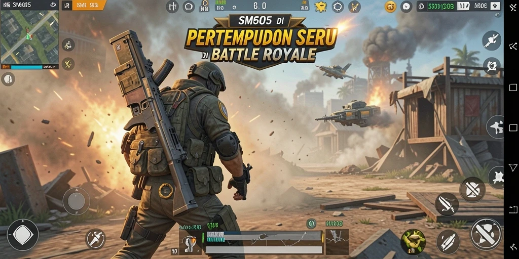 Tangkapan layar gameplay SM605 yang menegangkan di arena Battle Royale.