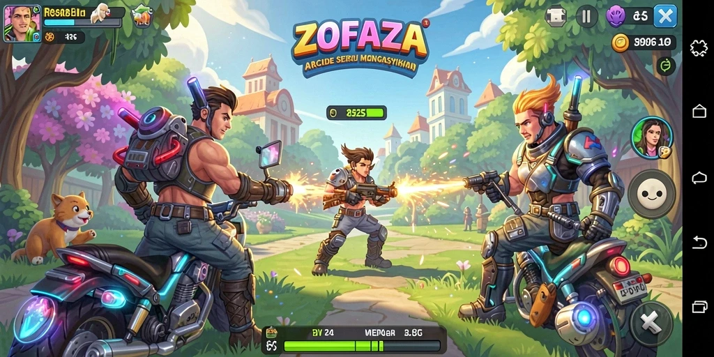 Gameplay ZOFAZA yang penuh aksi dan tantangan.